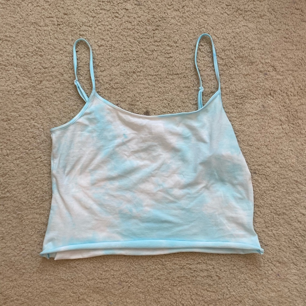 blue tie dye cropped tank cami